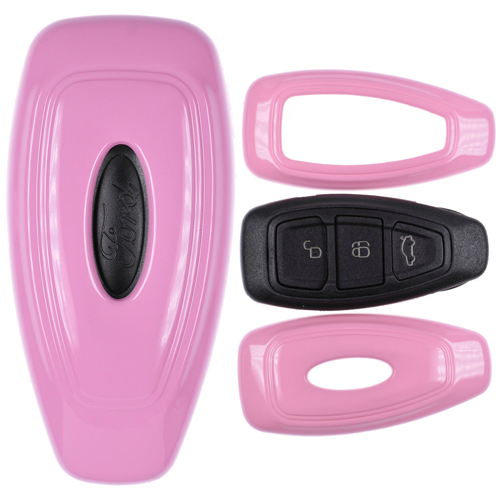 Auto Schlüssel Kunststoff Hülle ABS Plastik Schutz Cover Pink kompatibel mit Focus Mondeo C-Max Fiesta Kuga KEYLESS SMARTKEY