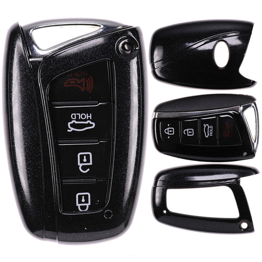 Auto Schlüssel Kunststoff Hülle ABS Plastik Schutz Cover Schwarz kompatibel mit Hyundai Genesis Equus Elantra Santa Fe KEYLESS SMARTKEY