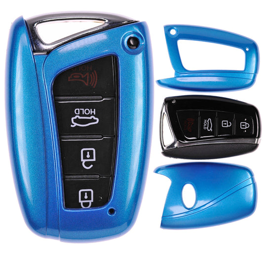 Auto Schlüssel Kunststoff Hülle ABS Plastik Schutz Cover Blau kompatibel mit Hyundai Genesis Equus Elantra Santa Fe KEYLESS SMARTKEY