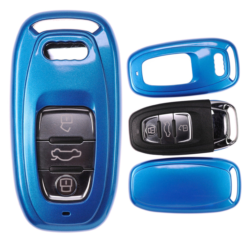 Auto Schlüssel Kunststoff Hülle ABS Plastik Schutz Cover Blau kompatibel mit Audi A5 S5 Q5 A7 A8 A6 S6 A4 S4 KEYLESS SMARTKEY