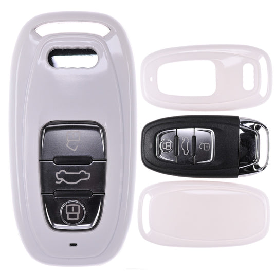 Auto Schlüssel Kunststoff Hülle ABS Plastik Schutz Cover Weiß kompatibel mit Audi A5 S5 Q5 A7 A8 A6 S6 A4 S4 KEYLESS SMARTKEY