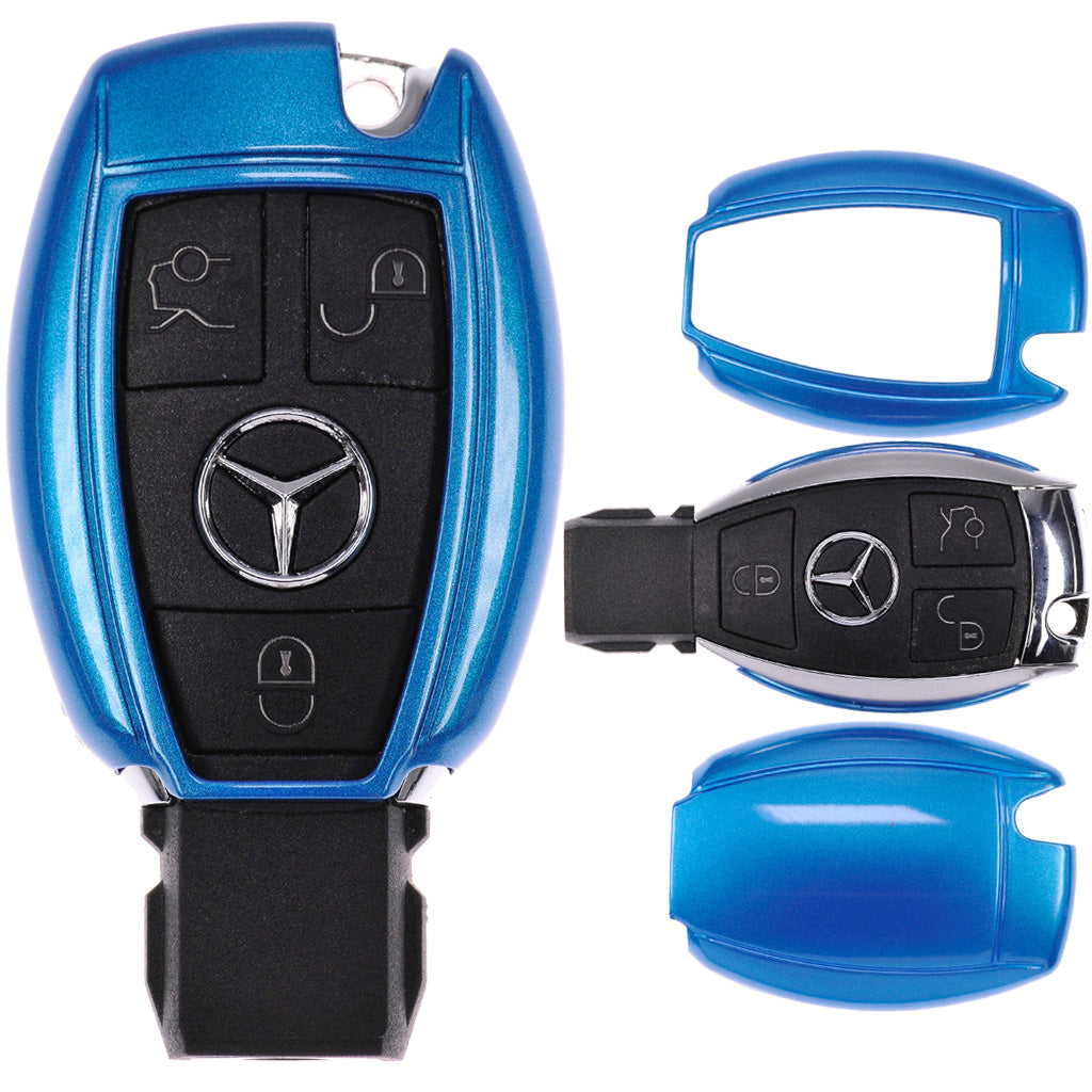 Auto Schlüssel Kunststoff Hülle ABS Plastik Schutz Cover Blau kompatibel mit Mercedes Benz Funk ab 2005 Smartkey