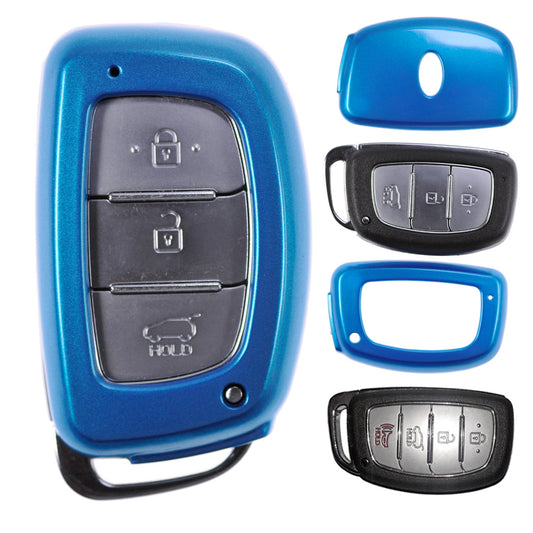 Auto Schlüssel Kunststoff Hülle ABS Plastik Schutz Cover Blau kompatibel mit Hyundai Tucson i40 i10 i20 ix35 KEYLESS SMARTKEY