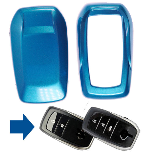 Auto Schlüssel Kunststoff Hülle ABS Plastik Schutz Cover Blau kompatibel mit Toyota RAV4 Corolla Avensis KEYLESS SMARTKEY