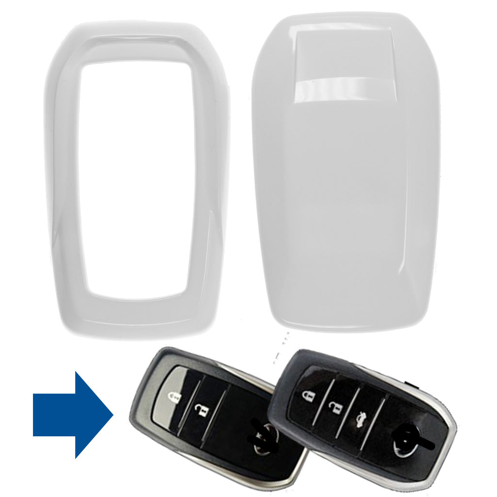 Auto Schlüssel Kunststoff Hülle ABS Plastik Schutz Cover Weiß kompatibel mit Toyota RAV4 Corolla Avensis KEYLESS SMARTKEY