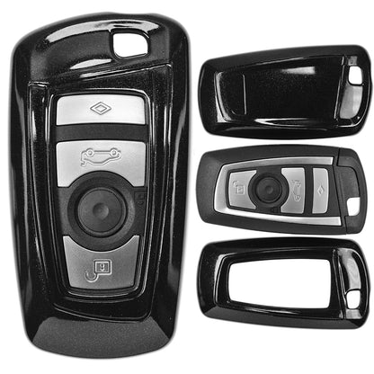 Auto Schlüssel Kunststoff Hülle ABS Plastik Schutz Cover Schwarz kompatibel mit BMW 5er F10 F11 F18 3er F30 X3 X1 X6 6er 1er F20 KEYLESS SMARTKEY