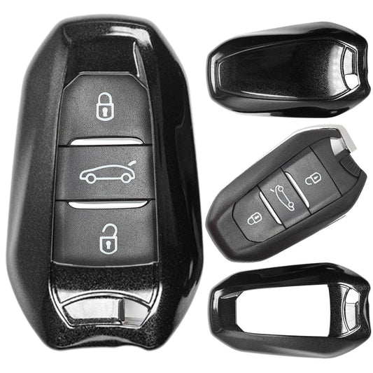 Auto Schlüssel Kunststoff Hülle ABS Plastik Schutz Cover Schwarz kompatibel mit Peugeot 3008 508 308 5008 208 408 KEYLESS SMARTKEY