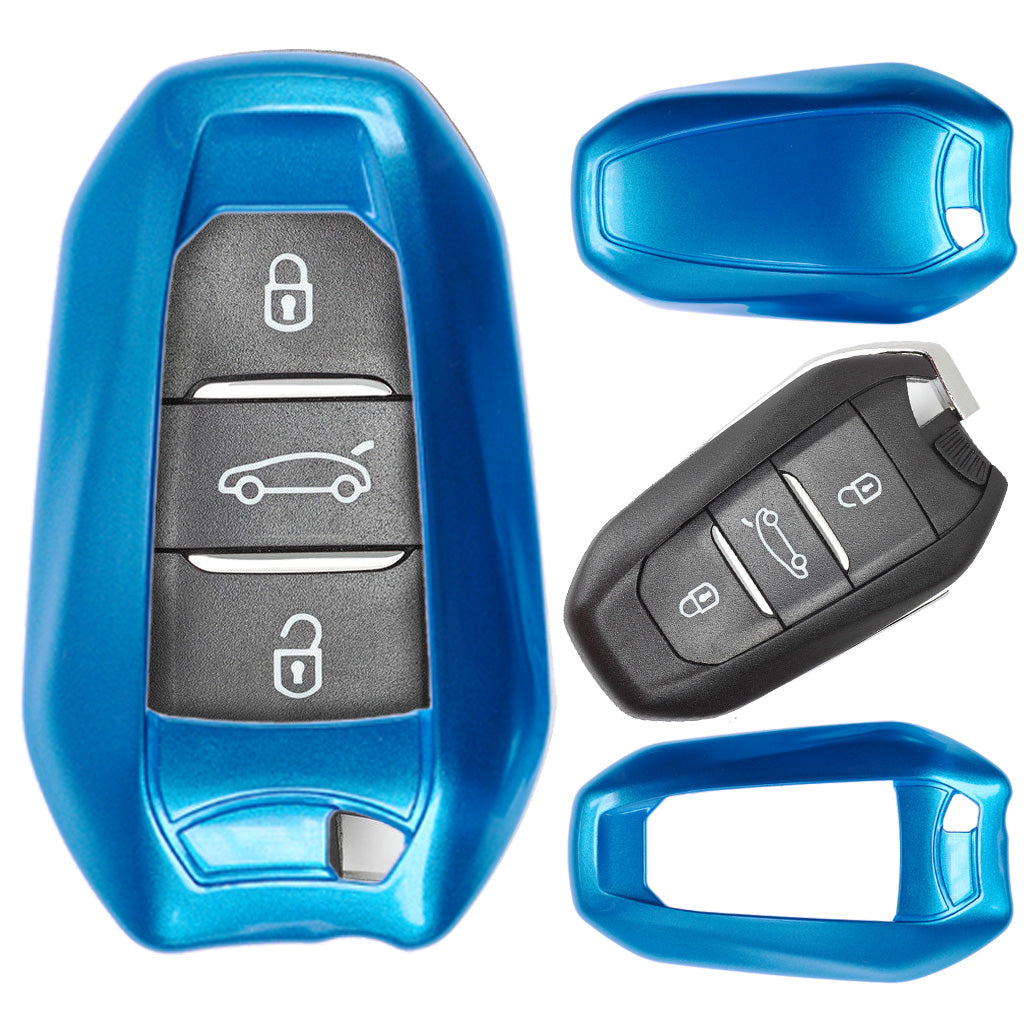 Auto Schlüssel Kunststoff Hülle ABS Plastik Schutz Cover Blau kompatibel mit Peugeot 3008 508 308 5008 208 408 KEYLESS SMARTKEY