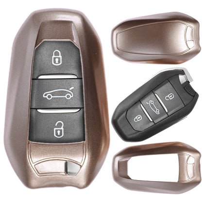 Auto Schlüssel Kunststoff Hülle ABS Plastik Schutz Cover Gold kompatibel mit Peugeot 3008 508 308 5008 208 408 KEYLESS SMARTKEY