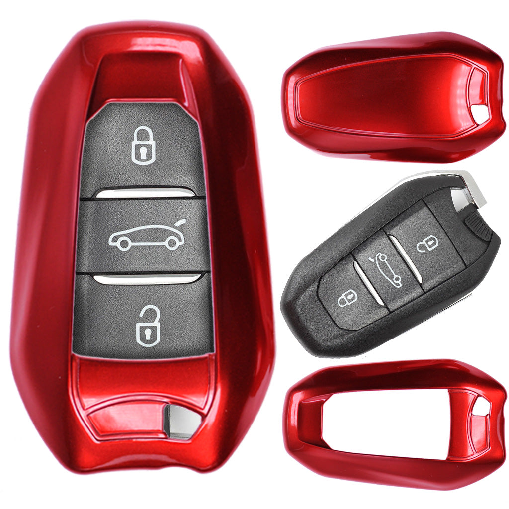 Auto Schlüssel Kunststoff Hülle ABS Plastik Schutz Cover Rot kompatibel mit Peugeot 3008 508 308 5008 208 408 KEYLESS SMARTKEY