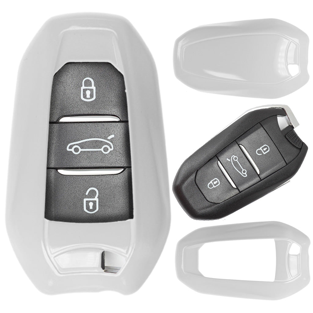 Auto Schlüssel Kunststoff Hülle ABS Plastik Schutz Cover Weiß kompatibel mit Peugeot 3008 508 308 5008 208 408 KEYLESS SMARTKEY