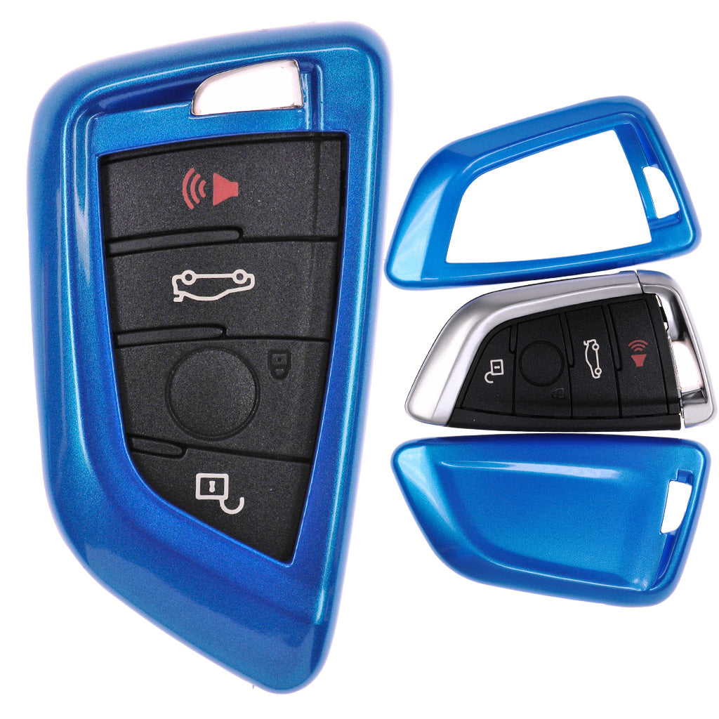 Auto Schlüssel Kunststoff Hülle ABS Plastik Schutz Cover Blau kompatibel mit BMW X5 F15 X6 F16 2er F45 F46 X1 F48 KEYLESS SMARTKEY