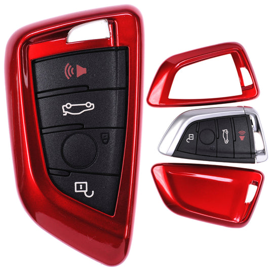 Auto Schlüssel Kunststoff Hülle ABS Plastik Schutz Cover Rot kompatibel mit BMW X5 F15 X6 F16 2er F45 F46 X1 F48 KEYLESS SMARTKEY