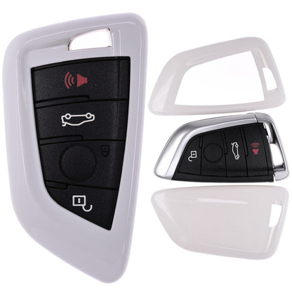 Auto Schlüssel Kunststoff Hülle ABS Plastik Schutz Cover Weiß kompatibel mit BMW X5 F15 X6 F16 2er F45 F46 X1 F48 KEYLESS SMARTKEY