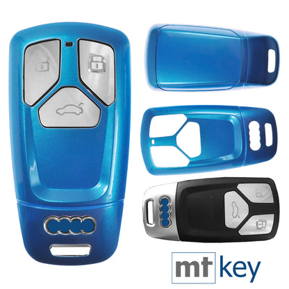 Auto Schlüssel Kunststoff Hülle ABS Plastik Schutz Cover Blau kompatibel mit Audi A4 A5 A6 A7 TT Q2 Q5 Q7 A8 Q8 KEYLESS SMARTKEY