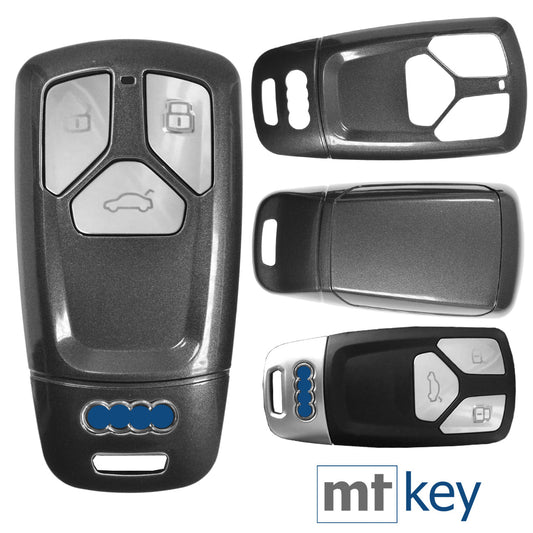 Auto Schlüssel Kunststoff Hülle ABS Plastik Schutz Cover Grau kompatibel mit Audi A4 A5 A6 A7 TT Q2 Q5 Q7 A8 Q8 KEYLESS SMARTKEY