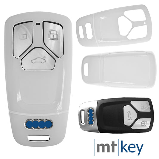 Auto Schlüssel Kunststoff Hülle ABS Plastik Schutz Cover Weiß kompatibel mit Audi A4 A5 A6 A7 TT Q2 Q5 Q7 A8 Q8 KEYLESS SMARTKEY