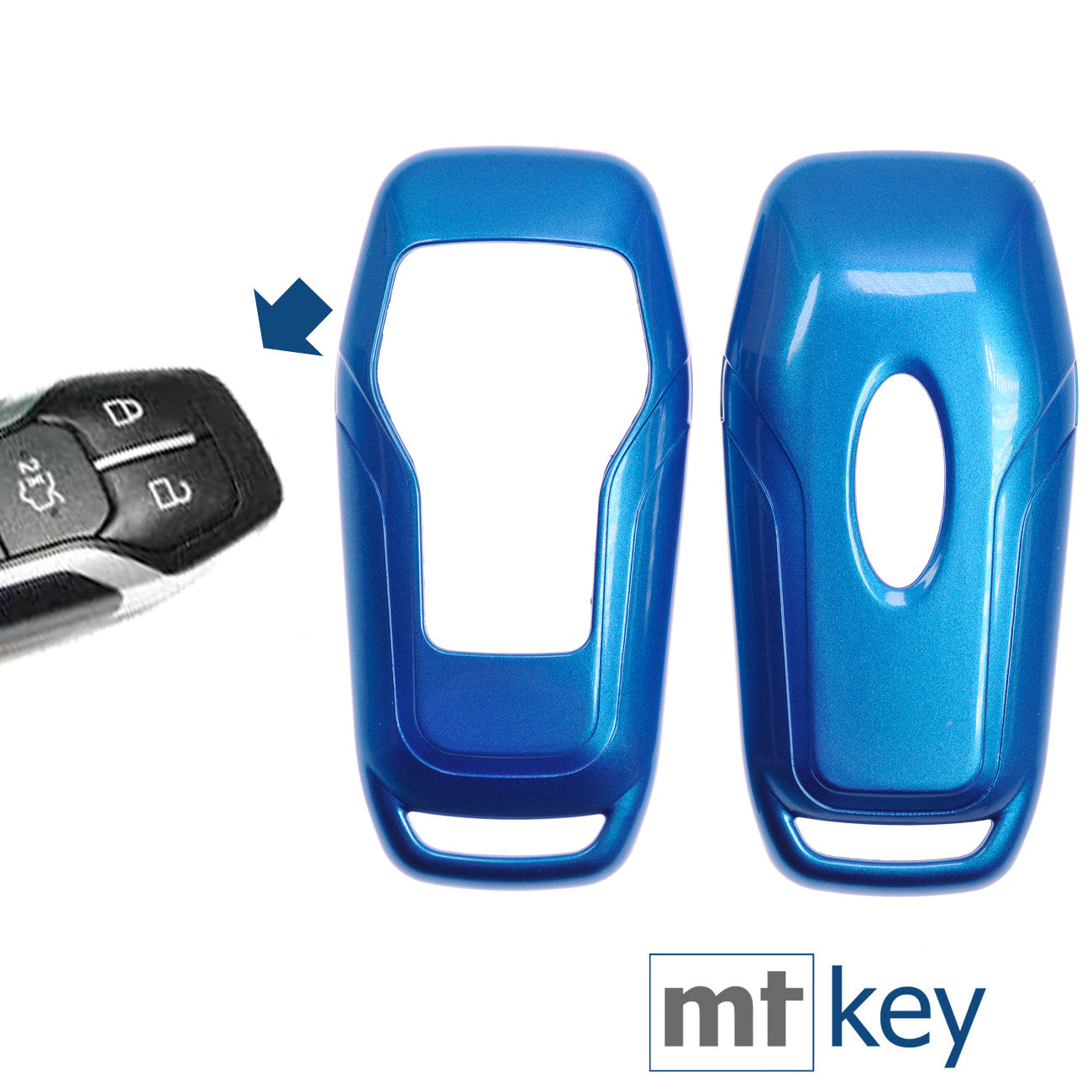 Auto Schlüssel Kunststoff Hülle ABS Plastik Schutz Cover Blau kompatibel mit Ford Mustang Explorer Edge Fusion KEYLESS SMARTKEY