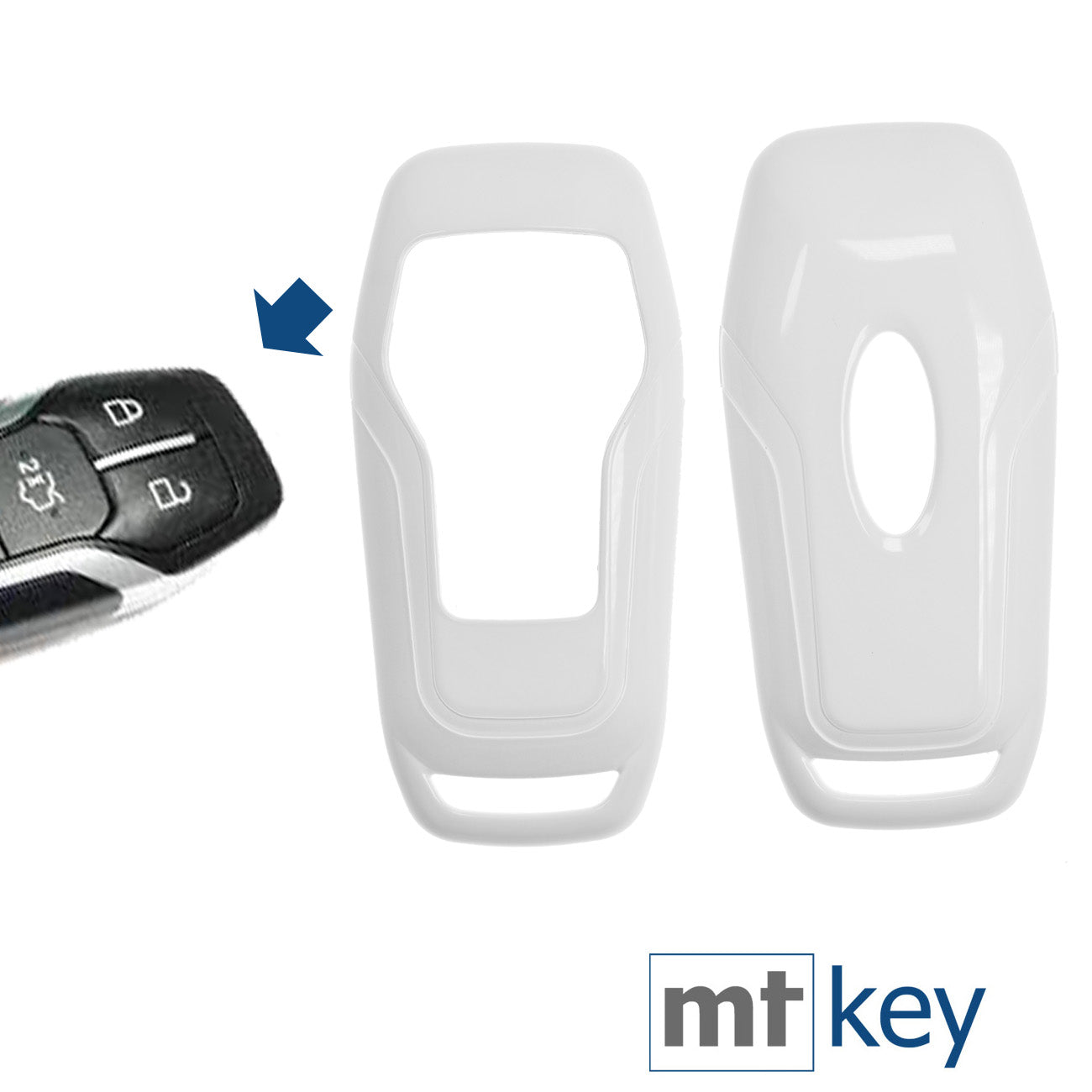 Auto Schlüssel Kunststoff Hülle ABS Plastik Schutz Cover Weiß kompatibel mit Ford Mustang Explorer Edge Fusion KEYLESS SMARTKEY