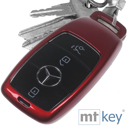 Auto Schlüssel Kunststoff Hülle ABS Plastik Schutz Cover Rot kompatibel mit Mercedes Benz E-Klasse W213 S213 C238 KEYLESS SMARTKEY