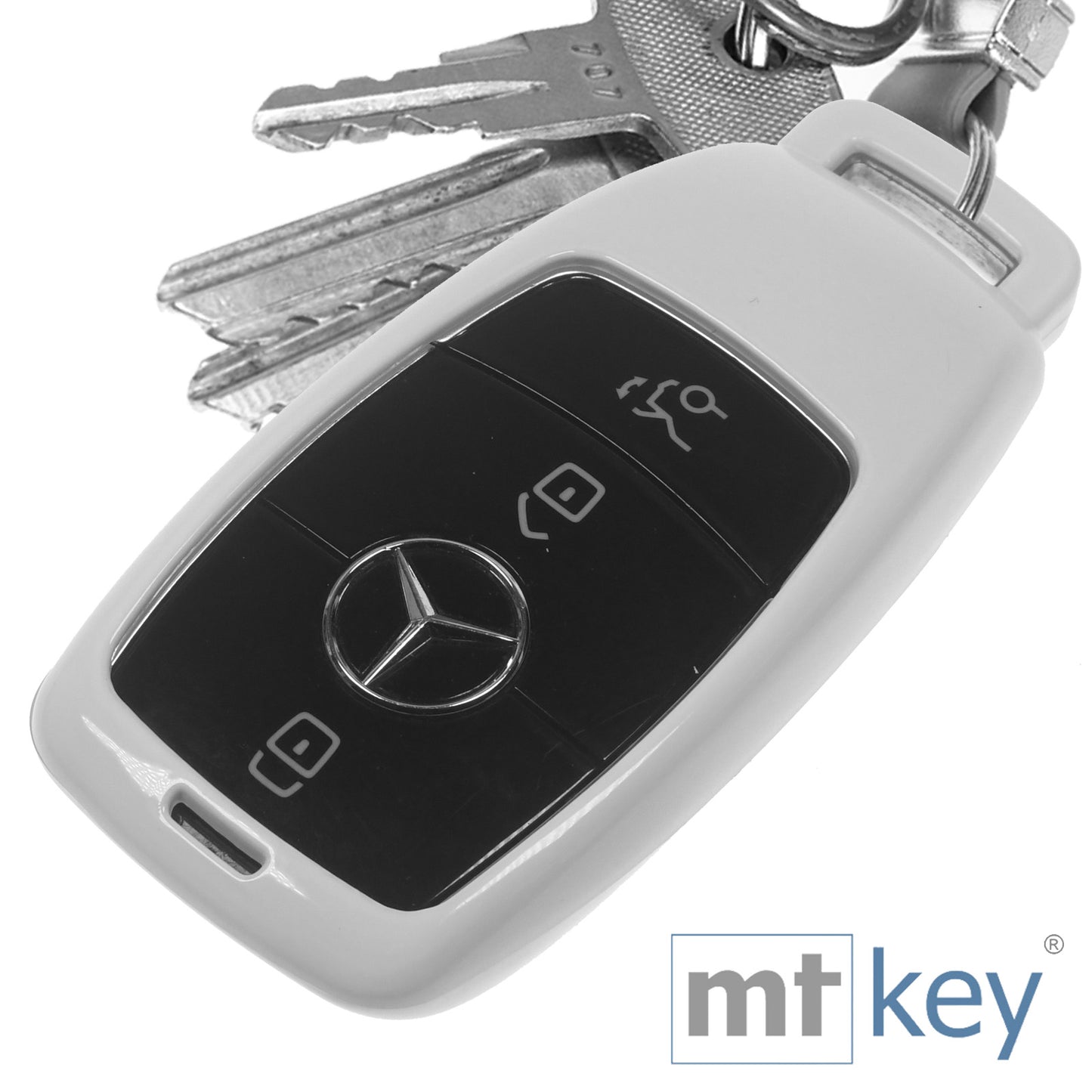 Auto Schlüssel Kunststoff Hülle ABS Plastik Schutz Cover Weiß kompatibel mit Mercedes Benz E-Klasse W213 S213 C238 KEYLESS SMARTKEY