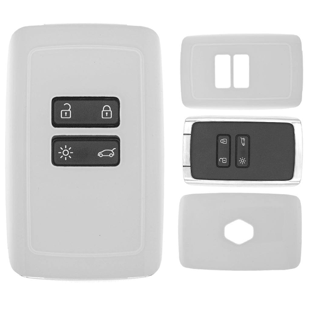 Auto Schlüssel Kunststoff Hülle ABS Plastik Schutz Cover Weiß kompatibel mit Renault Megane Kadjar Clio Captur KEYLESS SMARTKEY CARD