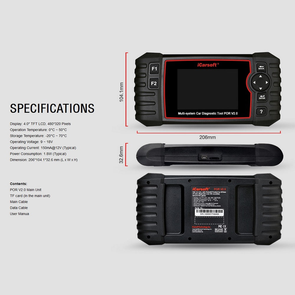 DIAGNOSEGERÄT iCARSOFT POR V2.0 Porsche