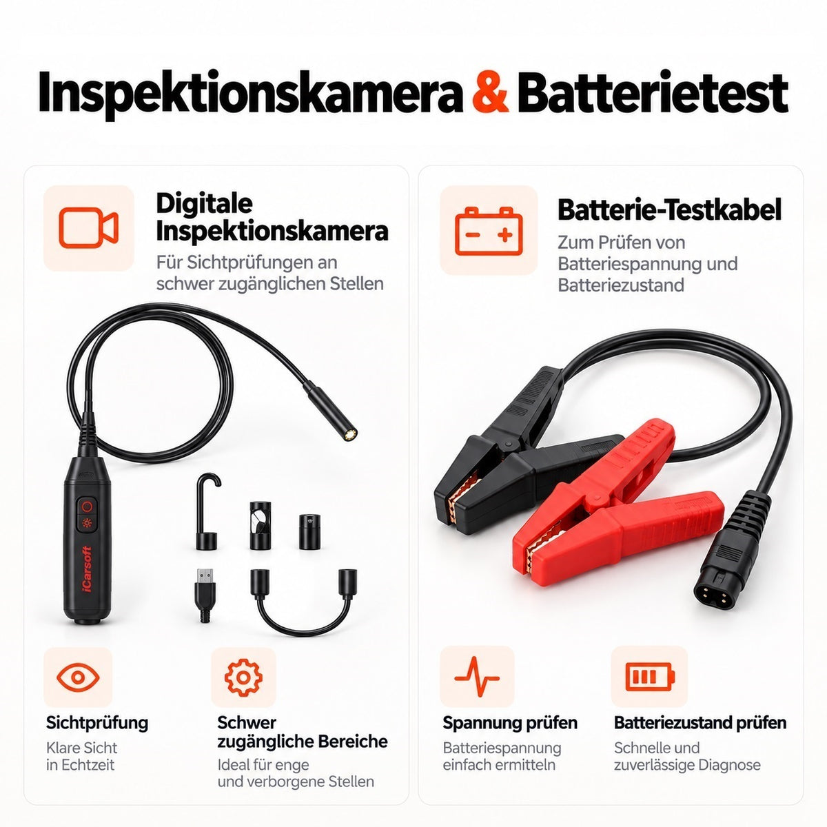 iCarsoft CR Eagle P OBD2 Diagnosegerät für 58+ Marken, TPMS mit 4 Sensoren, 14 Adapter, Videoskop, J2534, CAN-FD & DoIP inkl. Updates