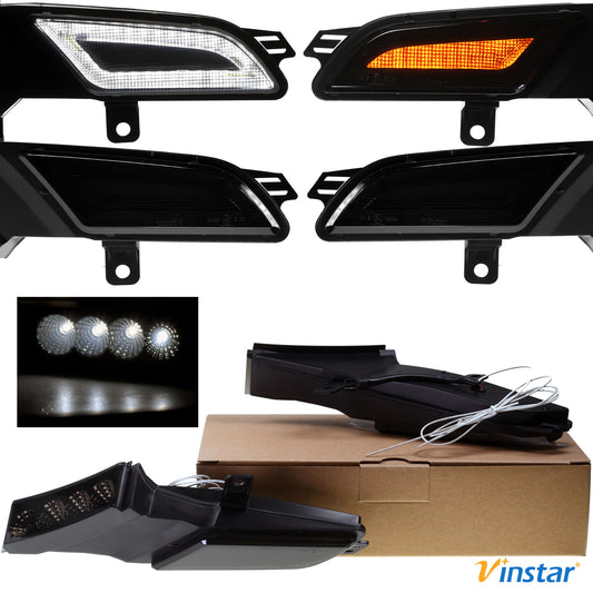 Vinstar Smoke getönte Seiten Blinker DRL Tagfahrlicht LED kompatibel mit Porsche Cayenne 955 Facelift 2007-2010