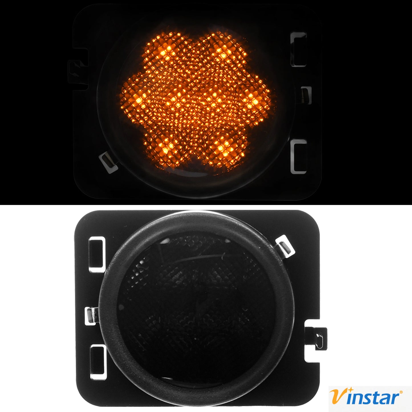 2x Vinstar Seitenblinker LED Smoke getönte Kotflügel Blinker kompatibel mit J Wrangler JK 2007-2015