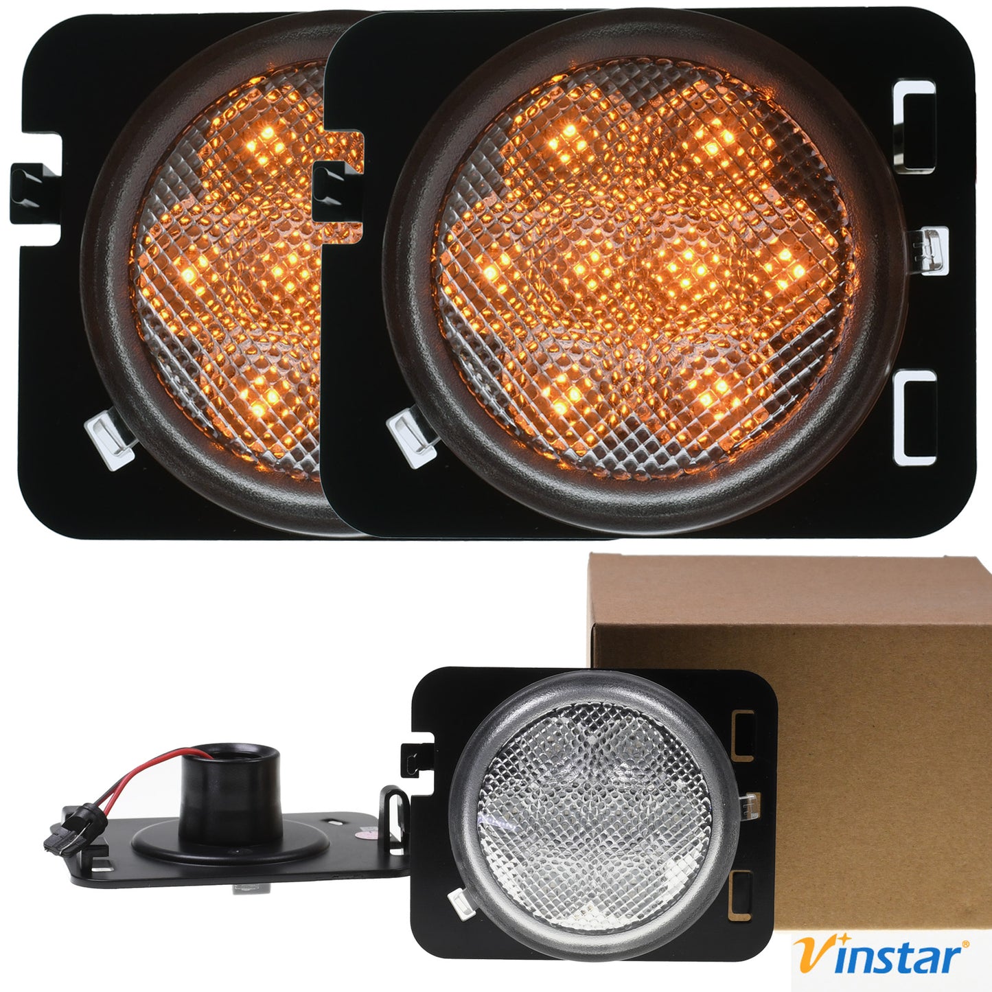 2x Vinstar Seitenblinker LED Kotflügel Blinker kompatibel mit J Wrangler JK 2007-2015