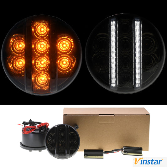 2x Vinstar Smoke getönte LED Front Blinker Standlicht kompatibel mit Wrangler JK 2007-2015