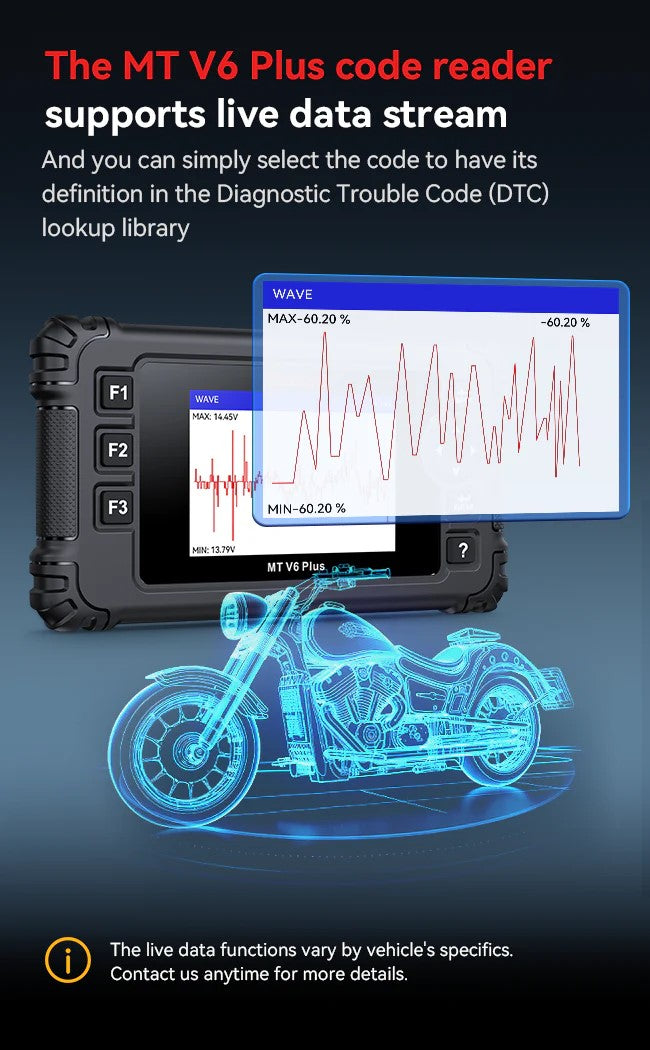 iCarsoft MT PRO Mini OBD2 UNIVERSAL Diagnosegerät kompatibel mit 20+ Motorrad Motor Roller ATV Marken inkl. aller Adapter & kostenlose Updates