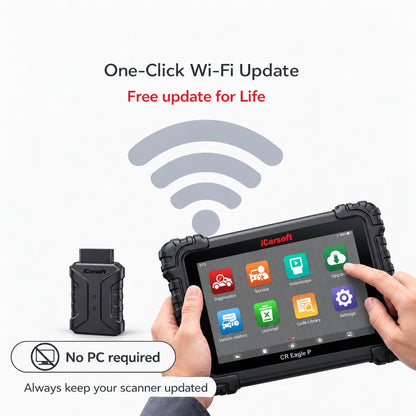 iCarsoft CR Eagle P OBD2 Diagnosegerät für 58+ Marken, TPMS mit 4 Sensoren, 14 Adapter, Videoskop, J2534, CAN-FD & DoIP inkl. Updates