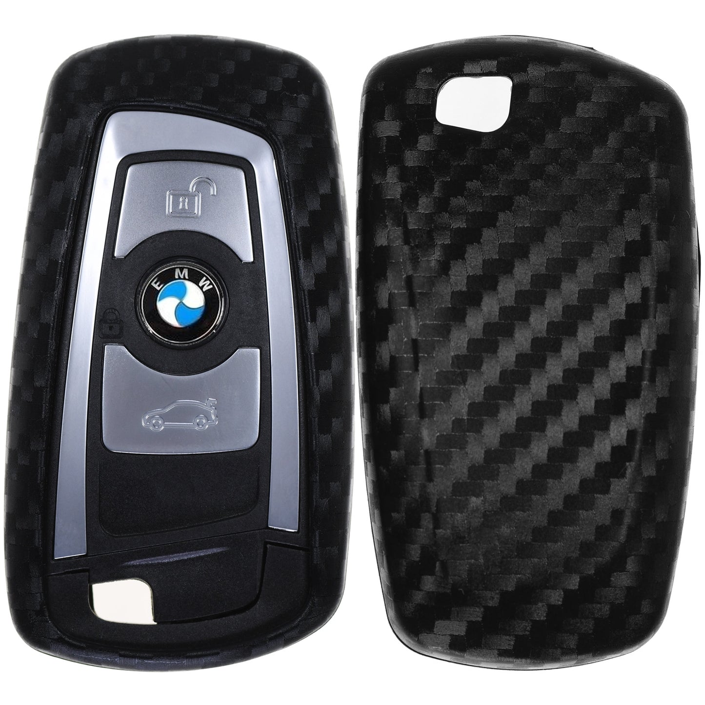 Auto Schlüssel Silikon Schutz Hülle im Carbon Look kompatibel mit BMW F30 F32 F26 F01 F07 F12 F10 F06 F03 F25 F13 F11 KEYLESS SMARTKEY