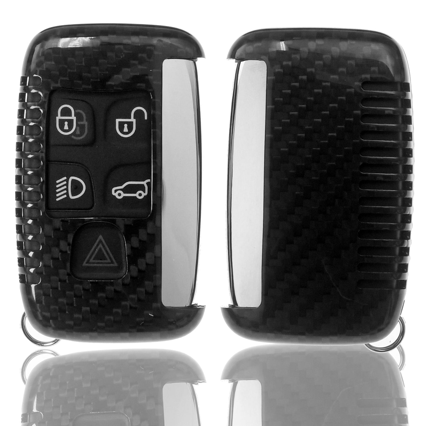 Auto Schlüssel Echt Carbon Schutz Hülle Hardcover Schwarz kompatibel mit Land Rover Evogue LV DisHardcovery 4 KEYLESS SMARTKEY