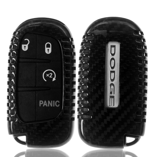 Auto Schlüssel Echt Carbon Schutz Hülle Hardcover Schwarz kompatibel mit JEEP Compass Renegade KEYLESS SMARTKEY