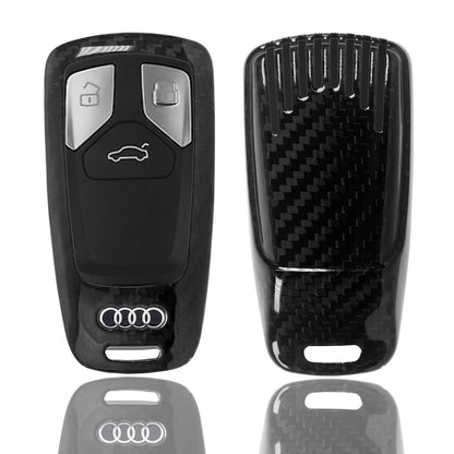 Auto Schlüssel Echt Carbon Schutz Hülle Hardcover Schwarz kompatibel mit Audi A3 A4 A5 A6 A7 TT Q2 Q5 Q7 A8 Q8 KEYLESS SMARTKEY