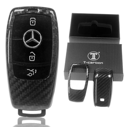 Auto Schlüssel Echt Carbon Schutz Hülle Hardcover Schwarz kompatibel mit Mercedes Benz W213 S213 C238 A238 W238 W222 KEYLESS SMARTKEY