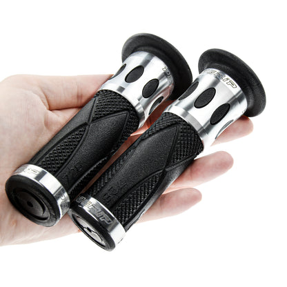 Progrip Griffgummi Lenkergriffe Handgriffe 728 Silber Schwarz Alu Gummi für Roller Motorrad Scooter 22mm 25mm