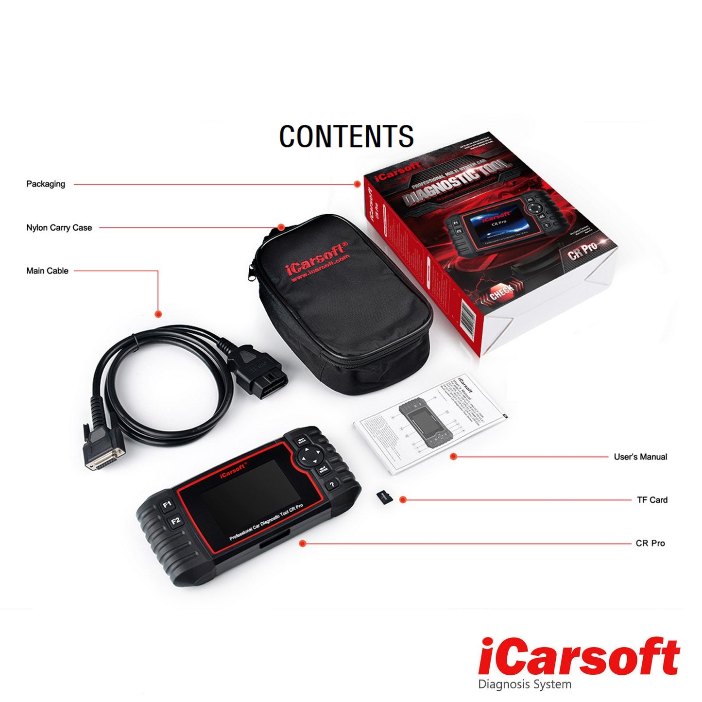 DIAGNOSEGERÄT iCARSOFT CR PRO OBD2 Scanner inkl. Online Updates DEUTSCH