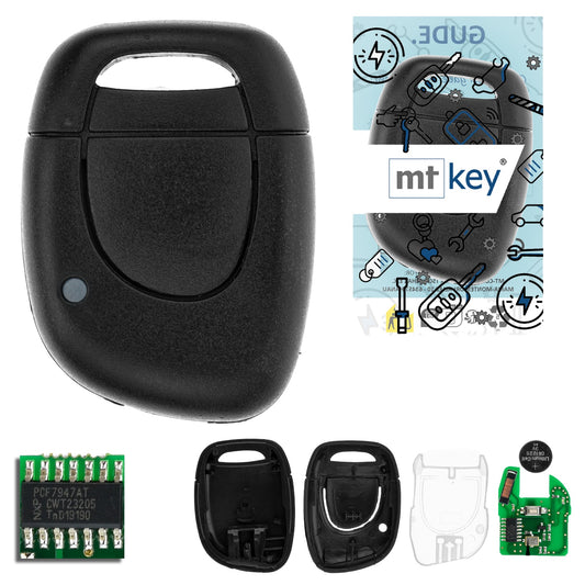 MT-KEY 2 Tasten Auto Fernbedienung 434MHZ kompatibel mit Renault Master II Clio II III Symbol Kangoo KC Twngo I Opel Movano A 433MHZ Funk Schlüssel
