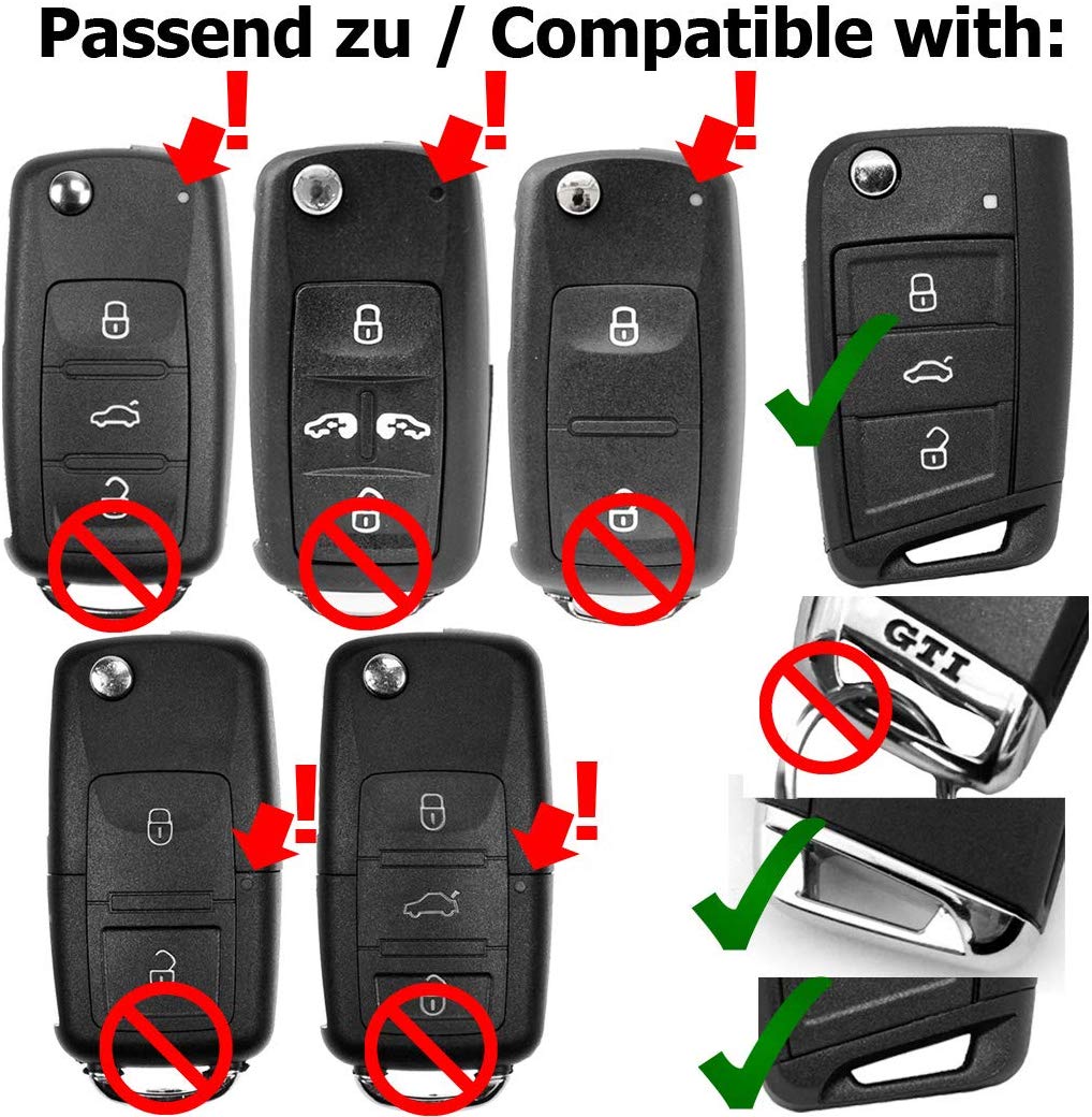 Auto Schlüssel Silikon Schutz Hülle + Schlüsselband im Wabe Design Apfelgrün kompatibel mit VW SEAT Skoda Golf 7 Leon Octavia 3 Tasten Klappschlüssel