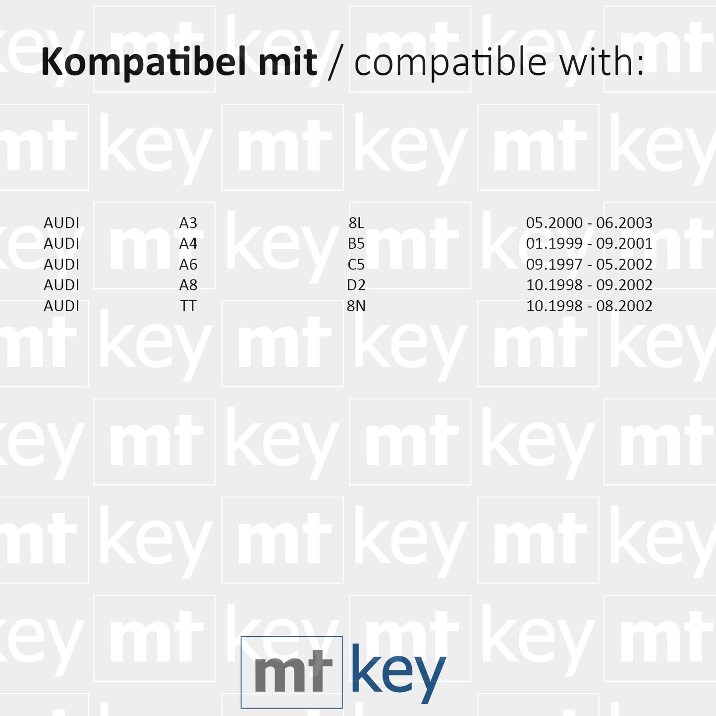MT-KEY Funk Schlüssel Fernbedienung Sender 434MHZ kompatibel mit Audi A3 8L A4 B5 A6 C5 A8 D2 TT 8N 4D0837231N 433MHZ Klappschlüssel