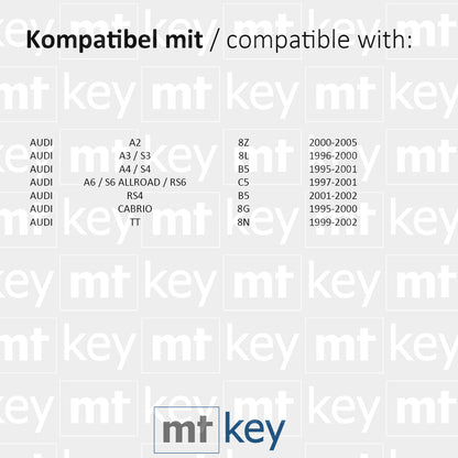 MT-KEY Funk Schlüssel Fernbedienung Sender 434MHZ kompatibel mit Audi Cabrio 8G TT 8N A2 A3 S3 8L A4 S4 B5 A6 S6 C5 RS4 RS6 433MHZ 4D0837231R
