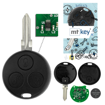 MT-KEY Funk Schlüssel Sender 434MHZ AB MODPF kompatibel mit Smart 450 City Fortwo Passion Pulse Roadster bis 2006 433MHZ Fernbedienung