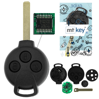 MT-KEY Funk Schlüssel Autoschlüssel Sender 434MHZ kompatibel mit Smart 451 Fortwo 2007-2015 433MHZ Fernbedienung