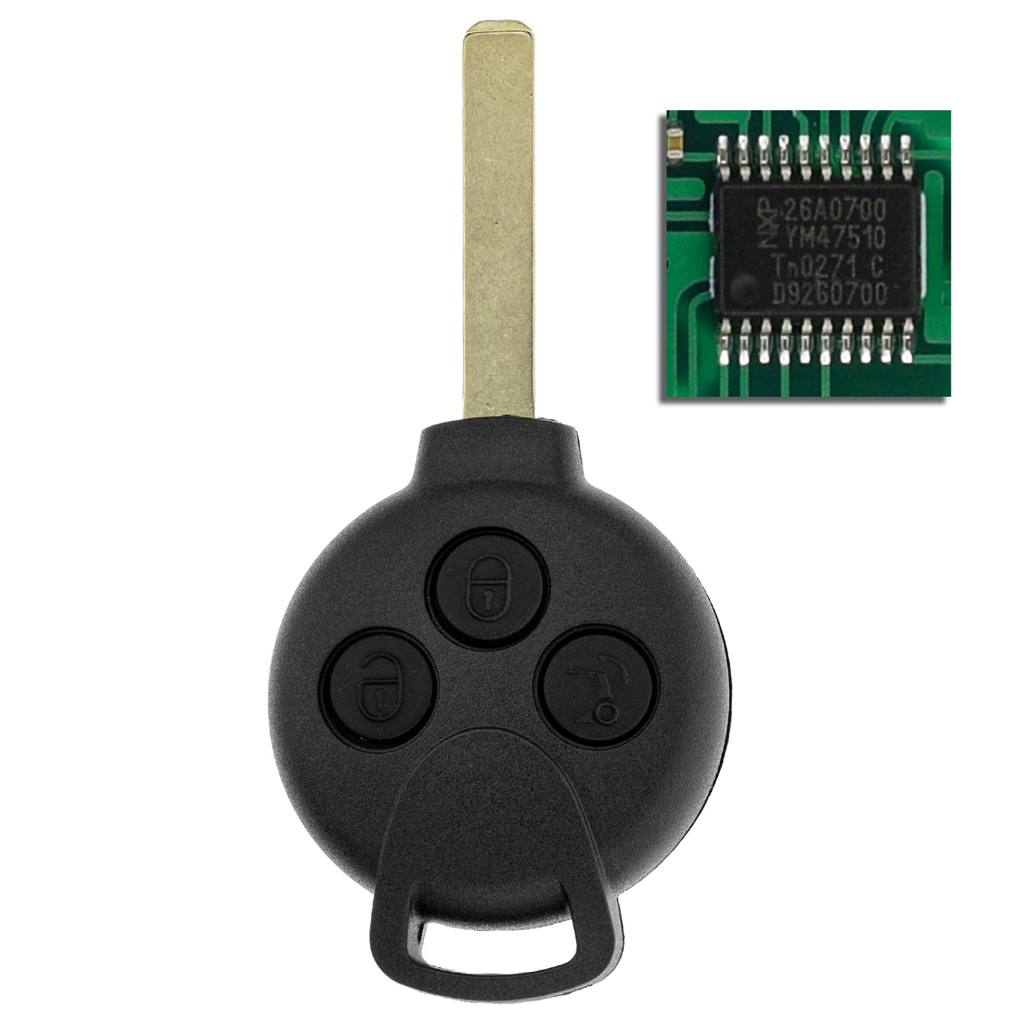 MT-KEY Funk Schlüssel Autoschlüssel Sender 434MHZ kompatibel mit Smart 451 Fortwo 2007-2015 433MHZ Fernbedienung
