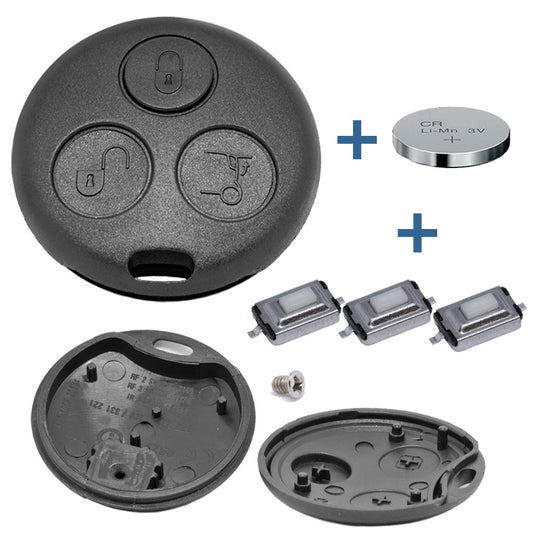 Auto Schlüssel Funk Fernbedienung 1x Gehäuse + 3X Mikrotaster + 1x CR1225 Batterie + 1x passende Schraube kompatibel mit SMART