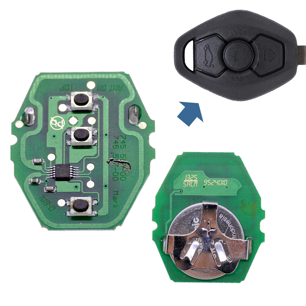 Auto Schlüssel Funk Platine 1x 434 MHz Sender Sendeeinheit + 1x Batterie kompatibel mit BMW